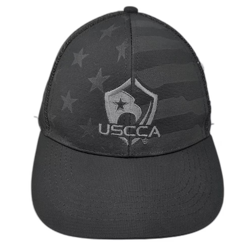 USCCA Trucker Hat Black Gray One Size Mesh Back American Flag Logo Adjustable